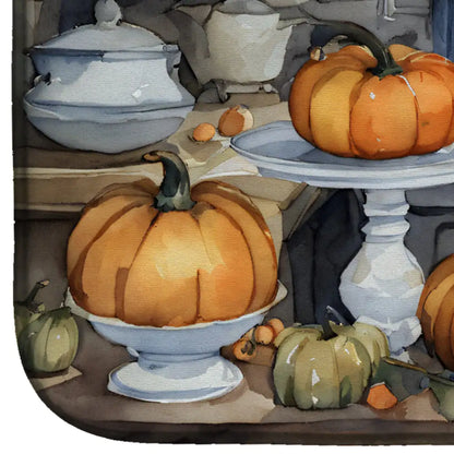 Schnauzer Fall Kitchen Pumpkins Dish Drying Mat
