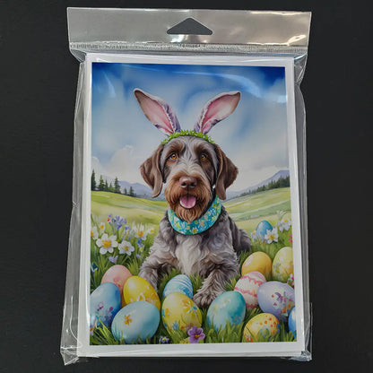 German Wirehaired Pointer Easter Egg Hunt Greeting Cards Pack of 8