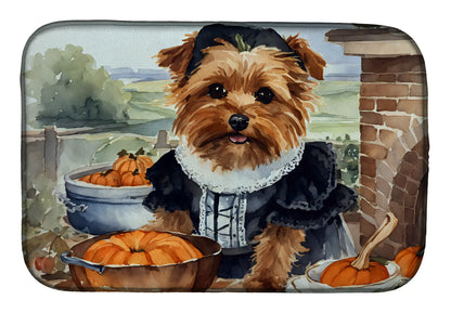 Norfolk Terrier Fall Kitchen Pumpkins Dish Drying Mat