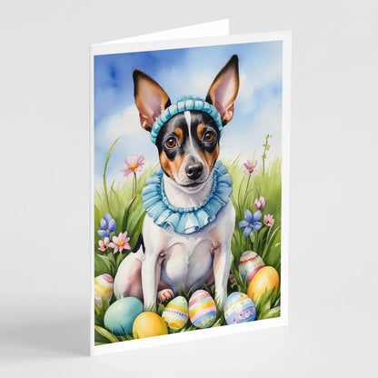 Rat Terrier Easter Egg Hunt Greeting Cards Pack of 8