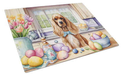 Decorating Easter Cocker Spaniel Glass Cutting Board