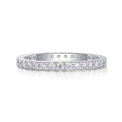 Luxury Fashion Row Diamond Ring Moissanite Silver Ring