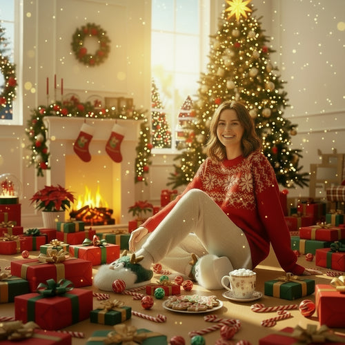 Cute Cartoon Christmas Deer Cotton Winter Slippers Half-covered Heel Plush Shoes