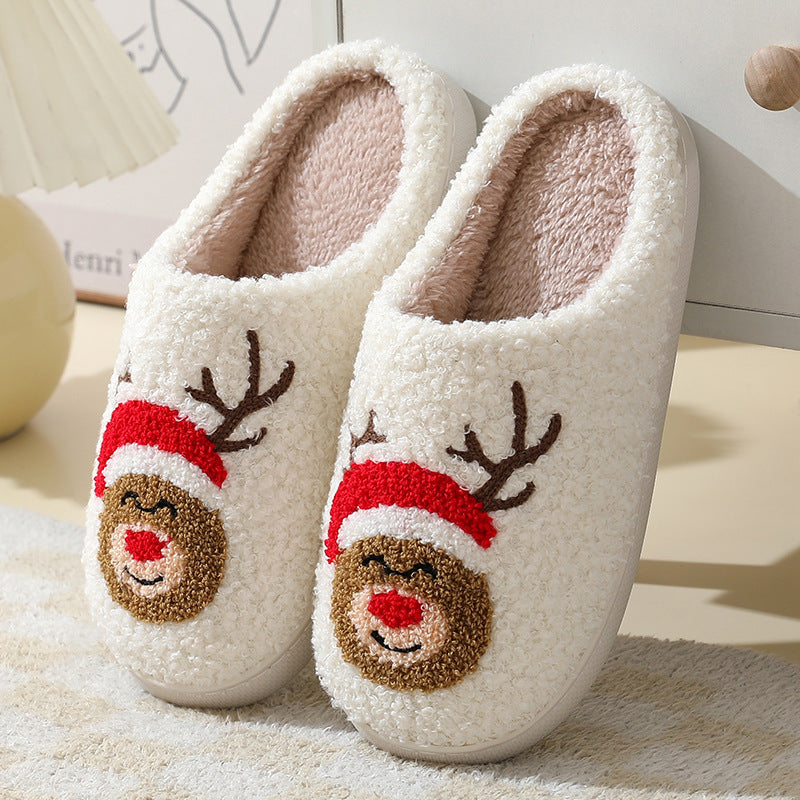 Christmas Home Cute Cartoon Santa Claus Cotton Slippers