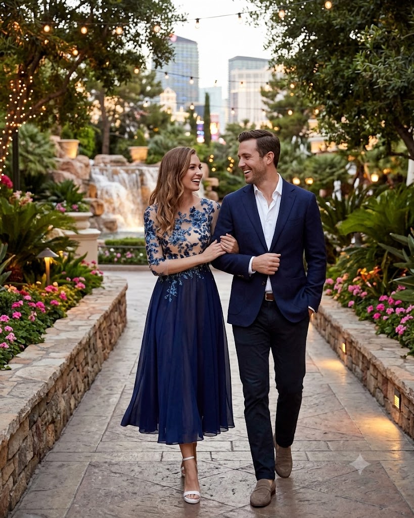 Chiffon lace patchwork long dress with floral lace bodice, sleeveless, navy blue