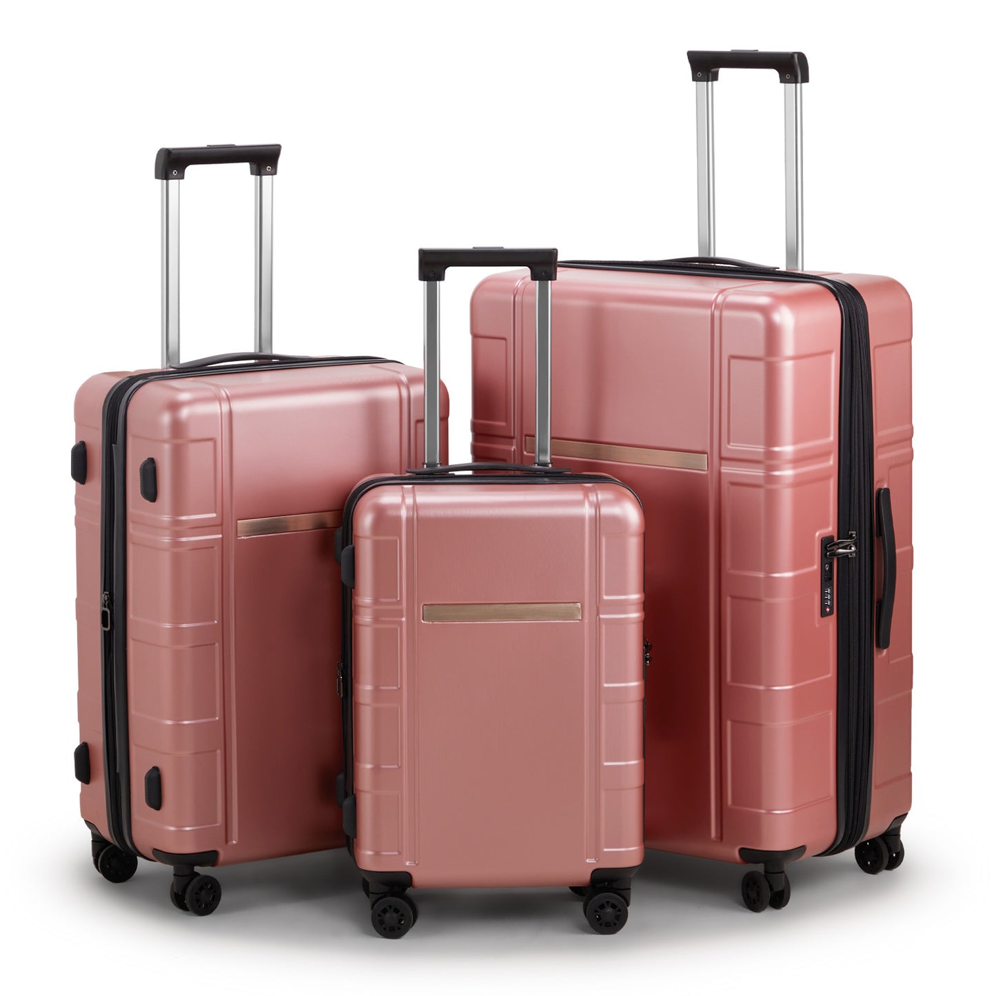 Three In One Set Of Double Wheel Silent Wheels With Dry Wet Separation Compartment ABS PC Luggage