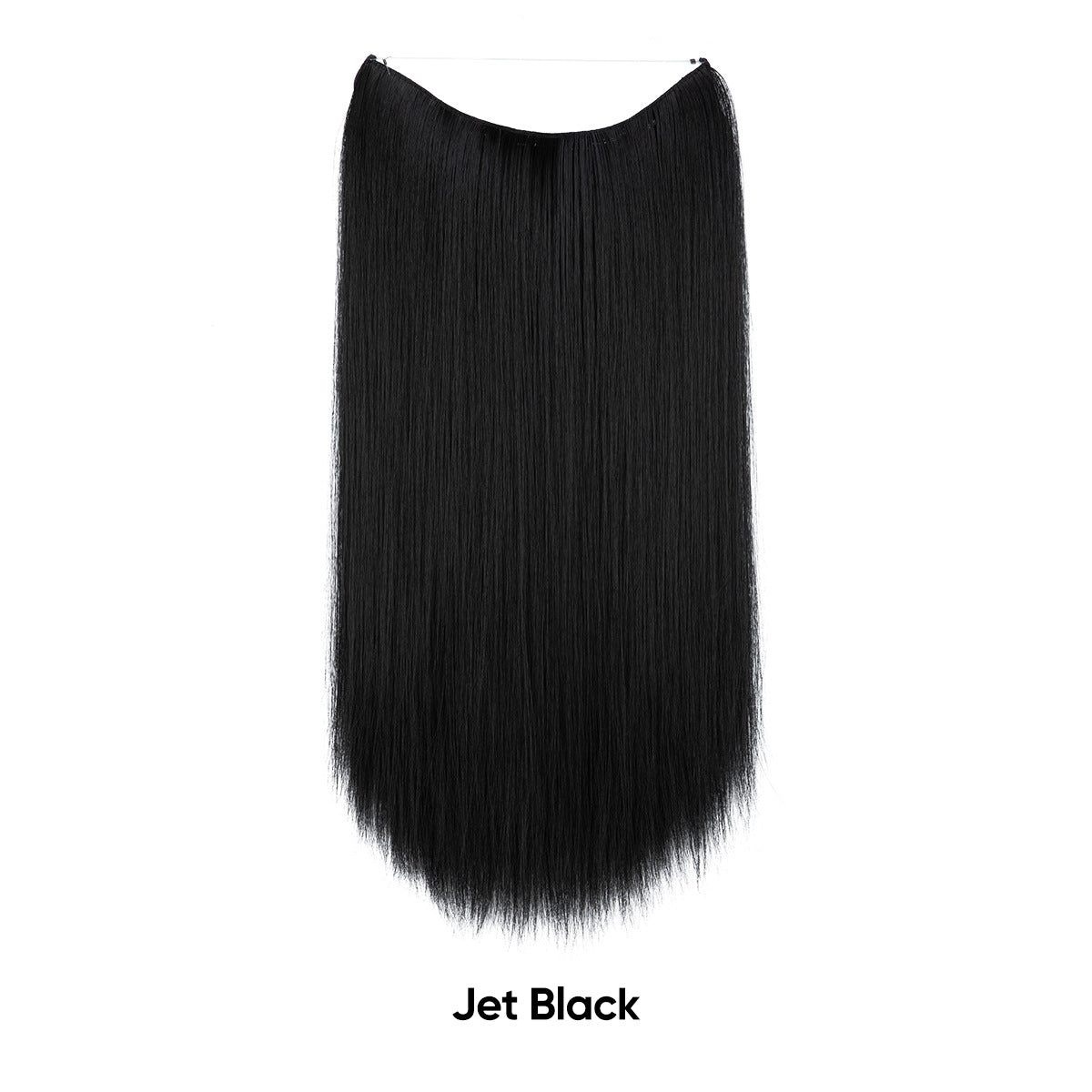 Jet black hair extension, straight one-piece fishline weft