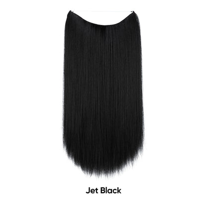 Jet black hair extension, straight one-piece fishline weft