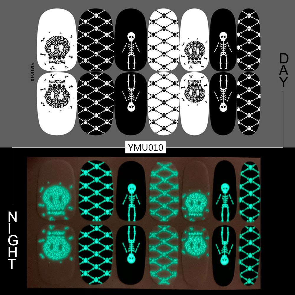 Luminous Halloween Skull Graffiti Sticker Set Of 12