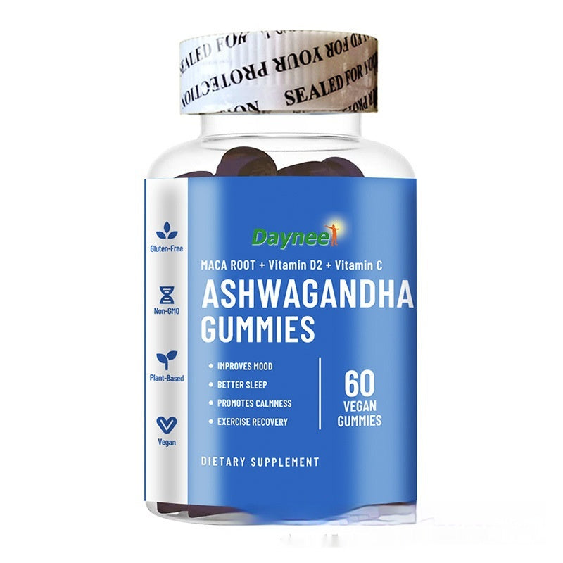 Dayneet Ashwagandha Gummies bottle in blue label, 60 vegan gummies