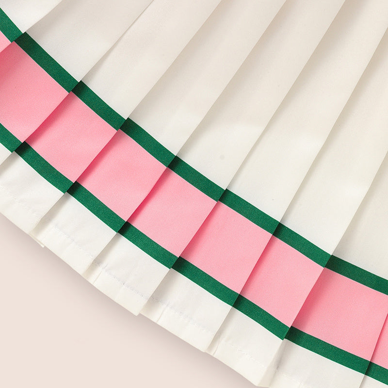 Toddler Girls 2 Piece Outfit Color block Letter Graphic Print Sweatshirt And Pleated Skirt Set