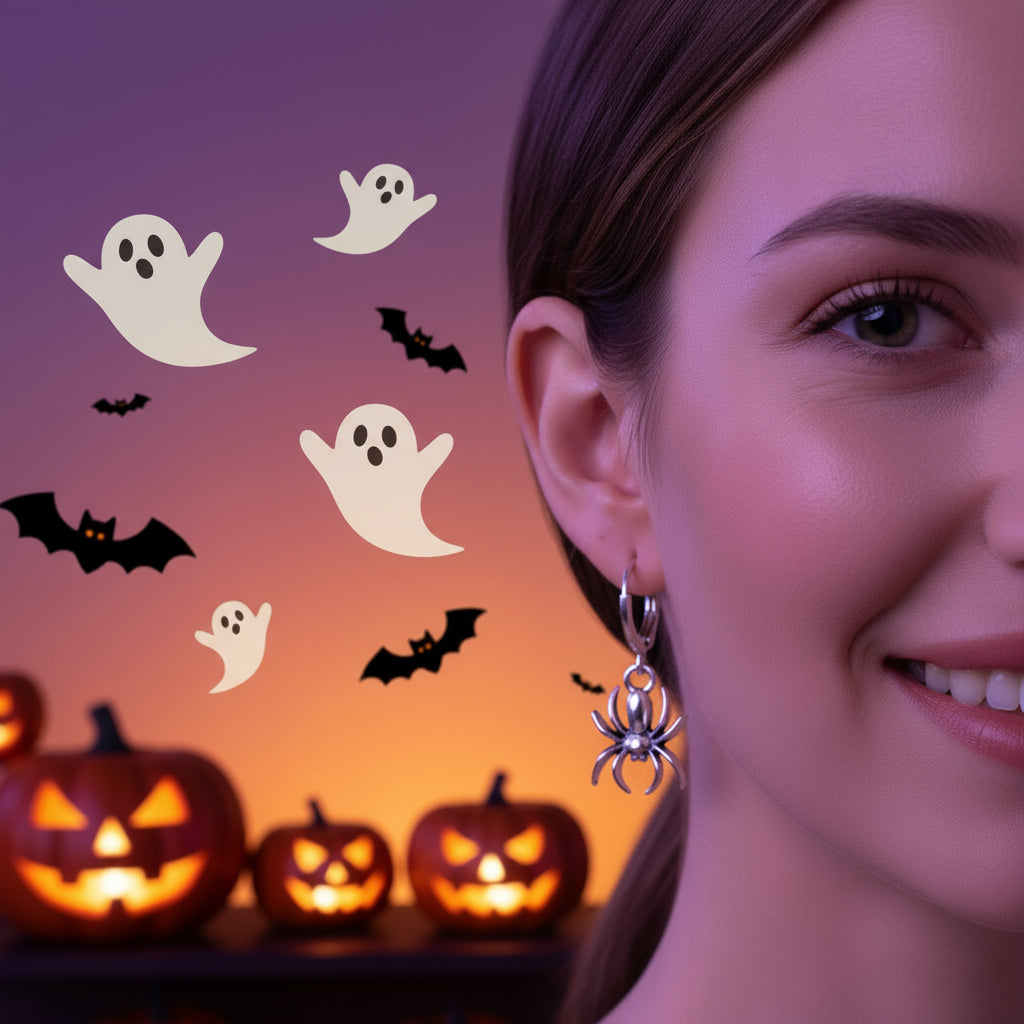 Halloween Funny Earrings Female Personality Ghost Pumpkin Bat Cartoon