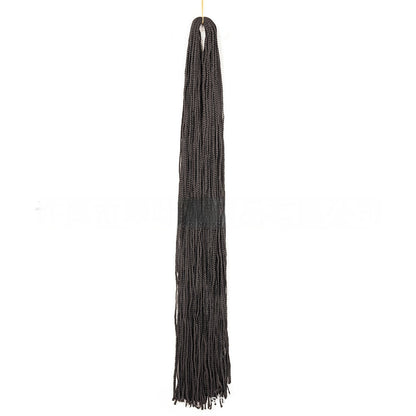 Dark gray braided crochet hair extensions bundle with long straight strands and fringed ends.