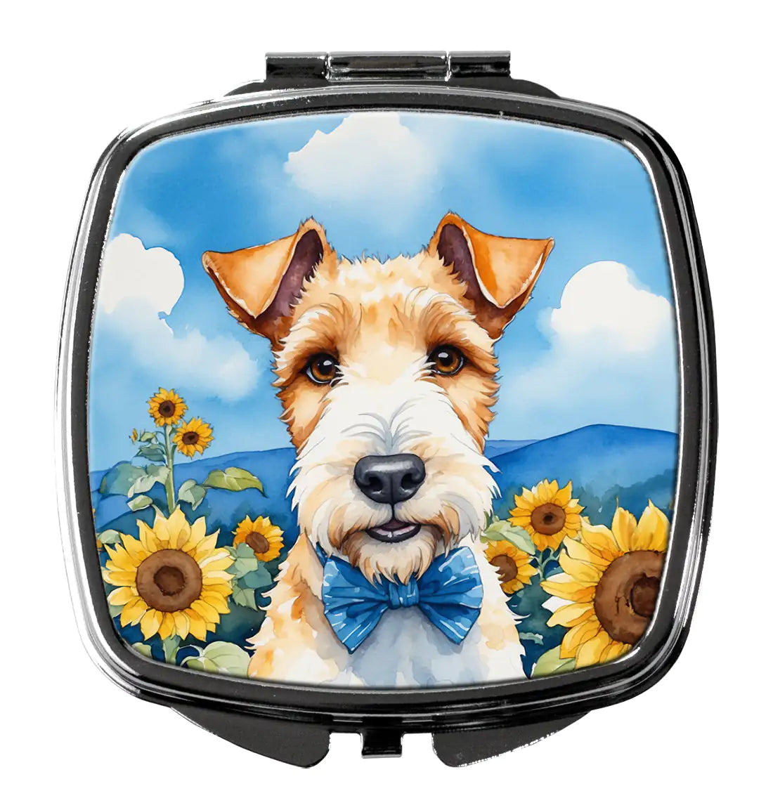 Fox Terrier in Sunflowers Compact Mirror