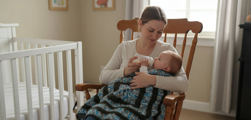 Handmade Large Granny Square with Browns and Blues