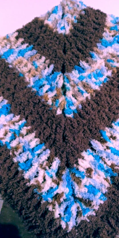 Handmade Large Granny Square with Browns and Blues