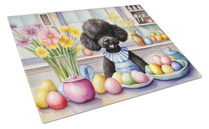Decorating Easter Black Poodle Glass Cutting Board