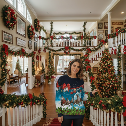 UGLY CHRISTMAS SWEATER Vacation Santa Elf Funny Womens Sweaters Tops Autumn Winter Clothing