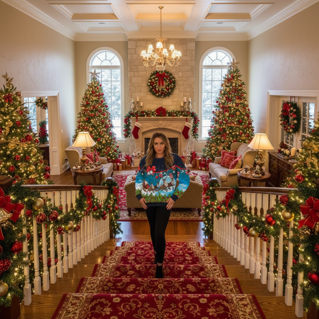 UGLY CHRISTMAS SWEATER Vacation Santa Elf Funny Womens Sweaters Tops Autumn Winter Clothing