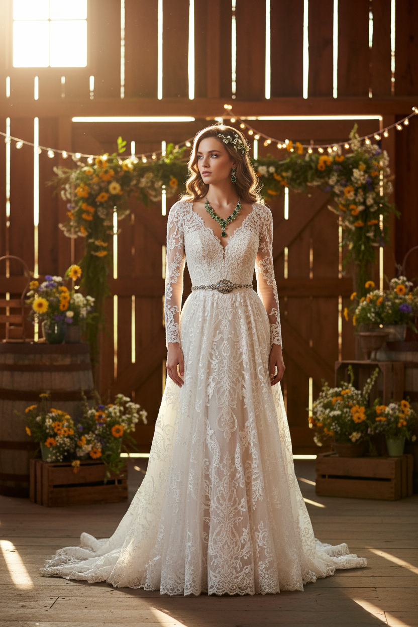 Bride necklace and matching drop earrings set with diamond-like stones