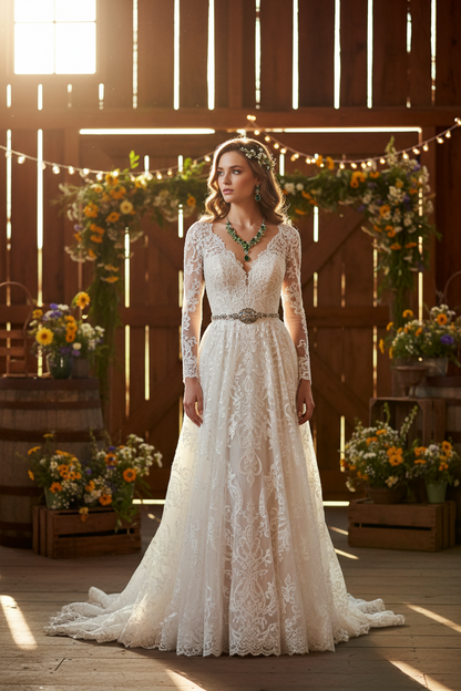 Bride necklace and matching drop earrings set with diamond-like stones