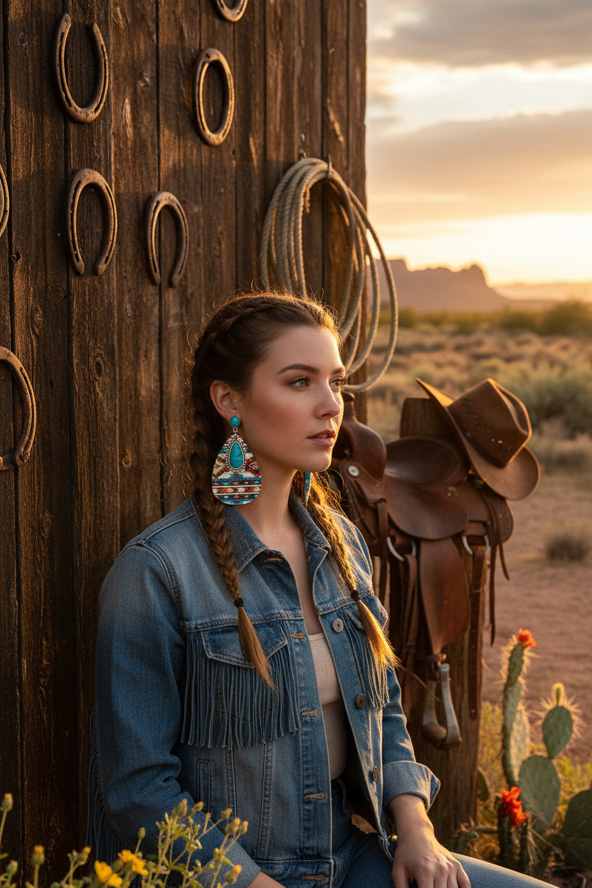 Turquoise teardrop drop earrings with bead accents