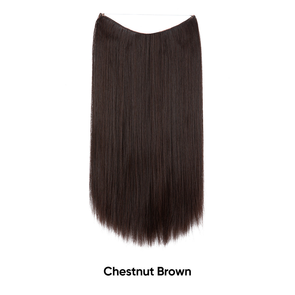 Dark auburn straight hair extension piece with invisible fishline base
