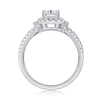 Square Luxury Diamond Ring Fashion Moissanite Silver Ring