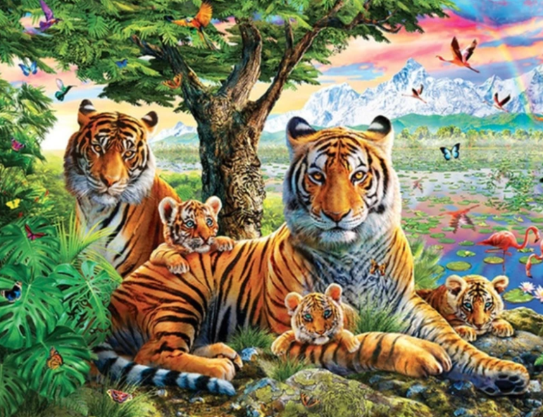 Tiger Family Diamond Painting