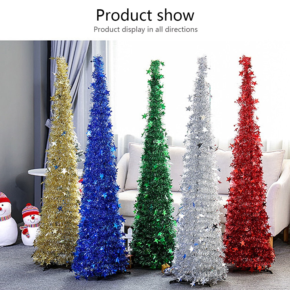 Tinsel Pop Up with Stand Gorgeous Collapsible Artificial for Christmas Decorations