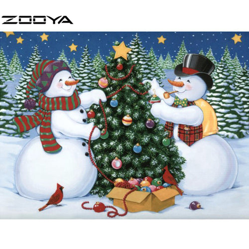 DIY Snowman Christmas Tree Diamond Painting Cross Stitch