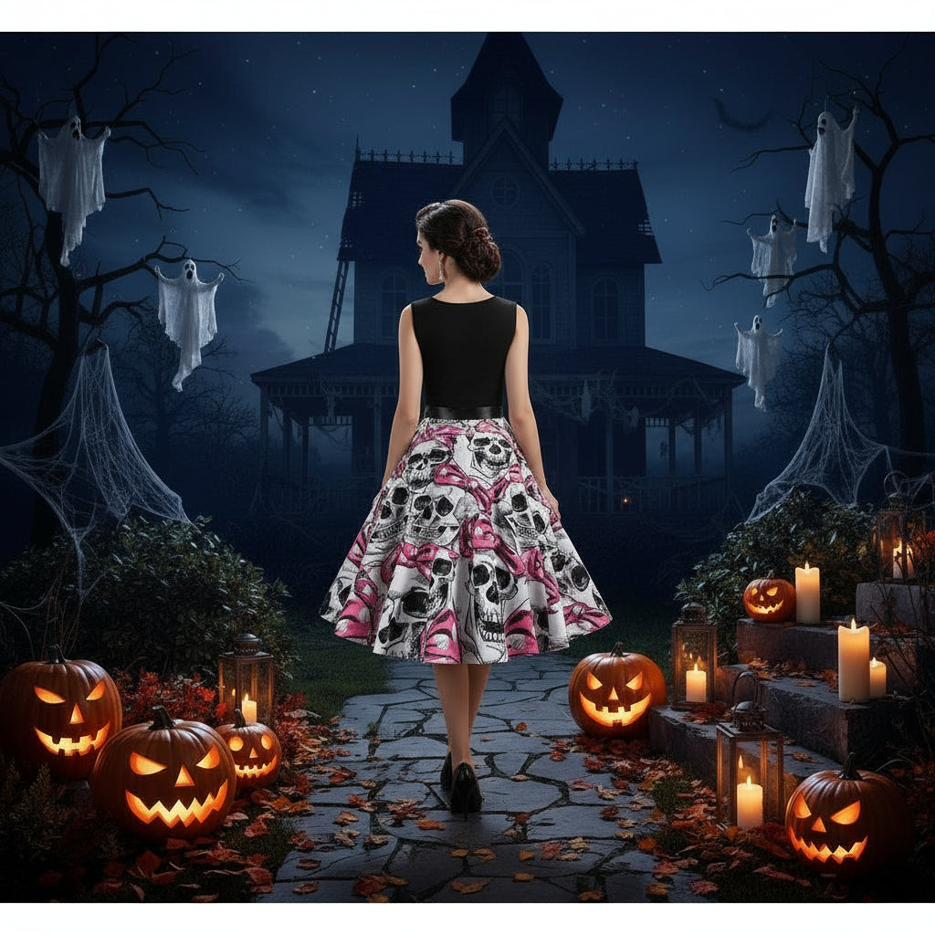 Halloween sleeveless print dress