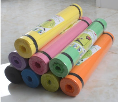 Yoga mat roll set in multiple colors, shown stacked with black straps