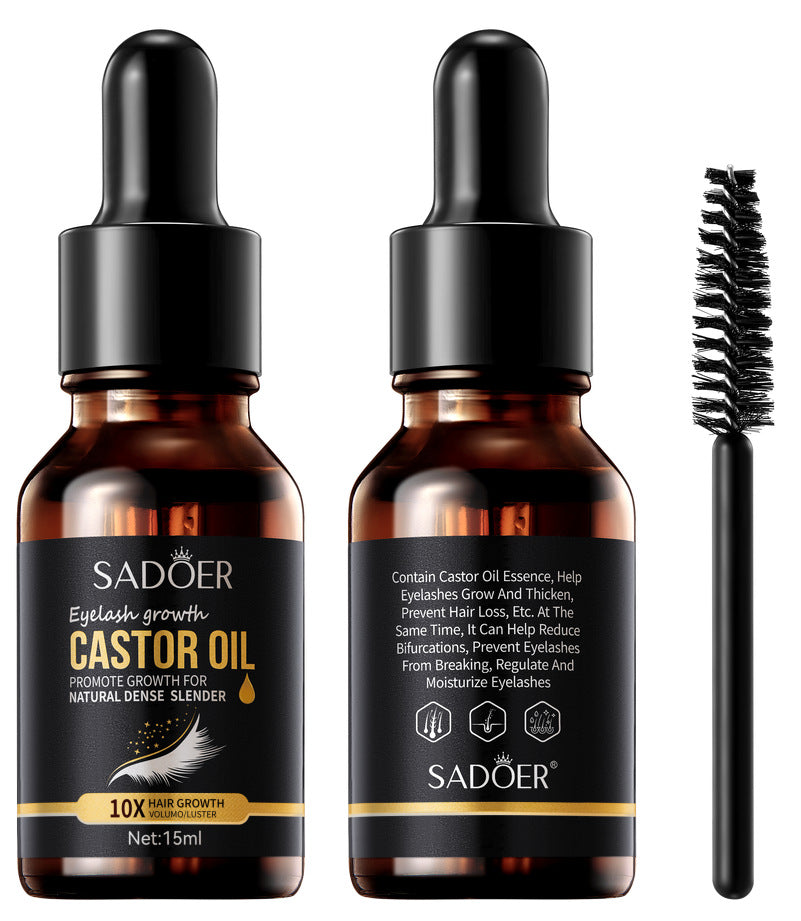 SADOER eyelash castor oil bottle with applicator brush, 15 ml