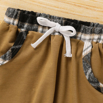 Toddler Baby Boy Clothes Plaid Long Sleeve Hoodie Sweatshirt & Pants 2pcs Boys Outfit Set