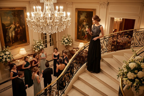 Lace spliced chiffon dress