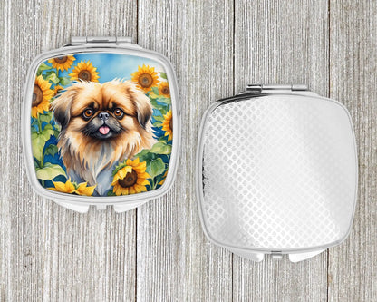 Pekingese in Sunflowers Compact Mirror
