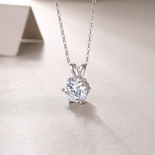 Romantic Mark Luxury Fashion Diamond Pendant Necklace Set With Mosan Diamond Silver Ornaments