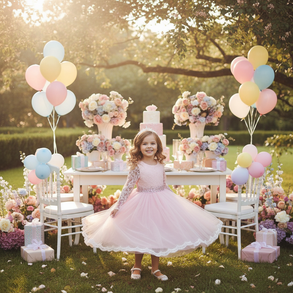 Lace princess dress girls summer dress