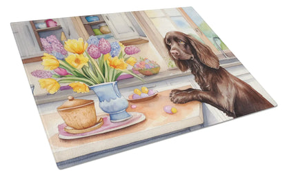 Decorating Easter Boykin Spaniel Glass Cutting Board