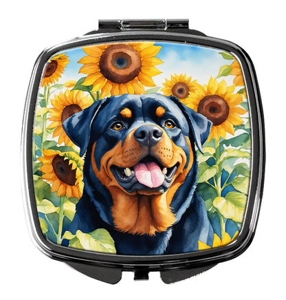 Rottweiler in Sunflowers Compact Mirror