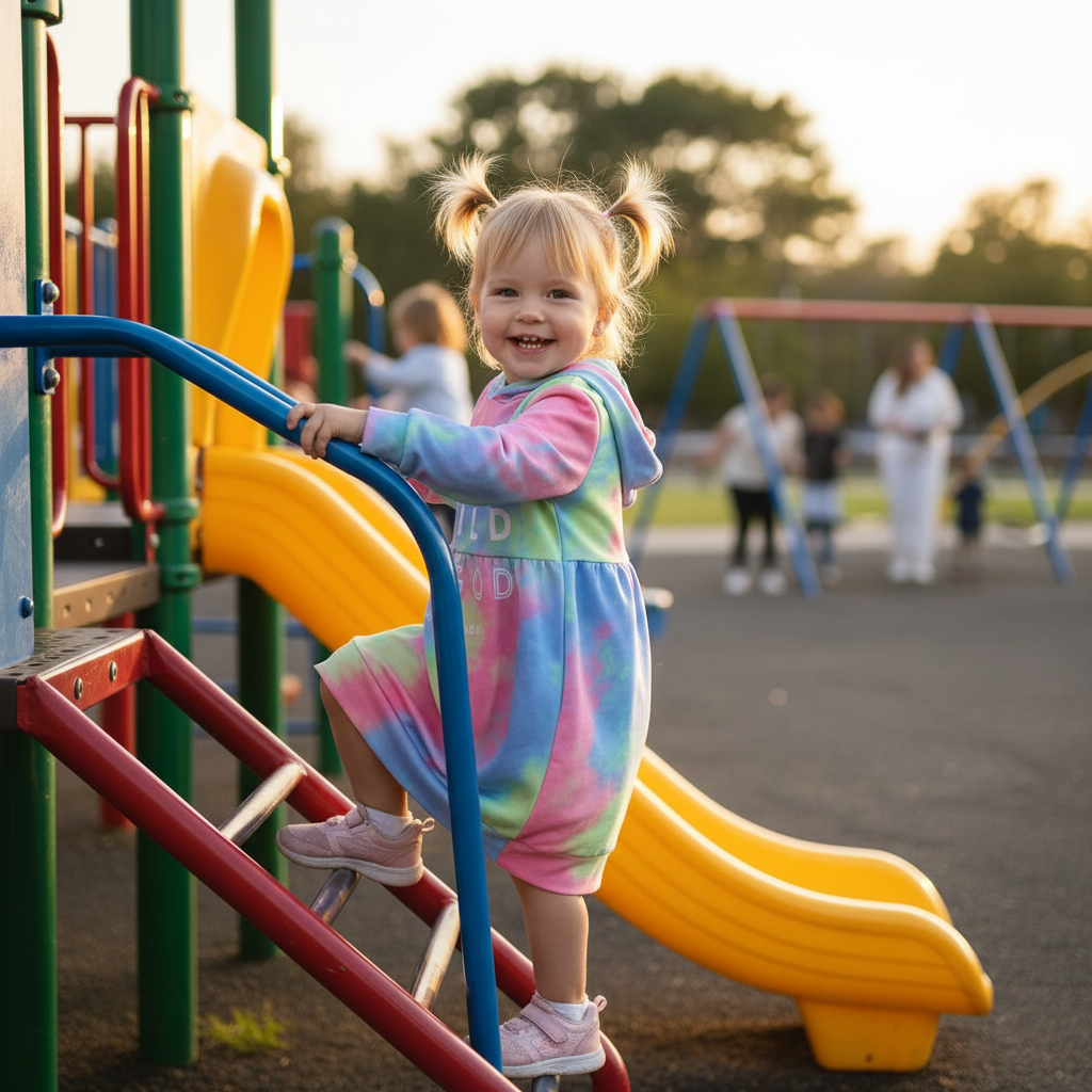 Toddler Girls Long Sleeve Tie Dye Hooded Dress Adorable & Comfortable Daily Wear For Kids