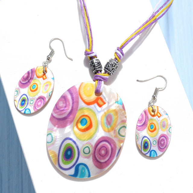 Fashion Jewelry Set Leather Necklace Earrings