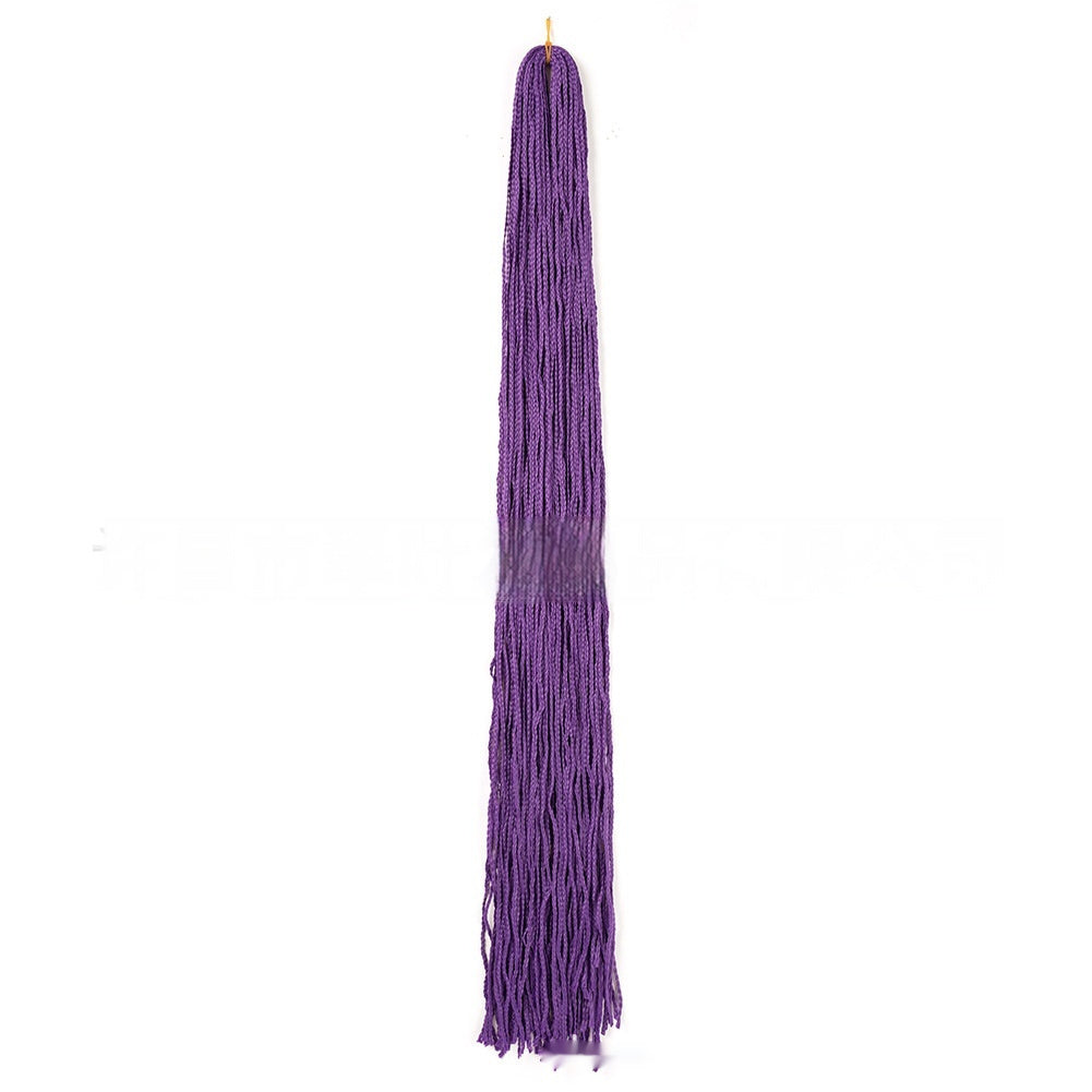 Purple braided crochet hair extension with long fringe tassels