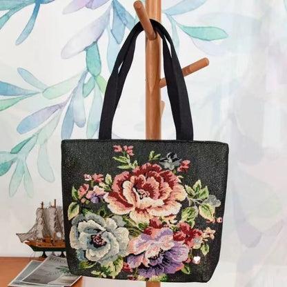 Double-sided Gold Wire Handheld Canvas Small Bag Wear-resistant