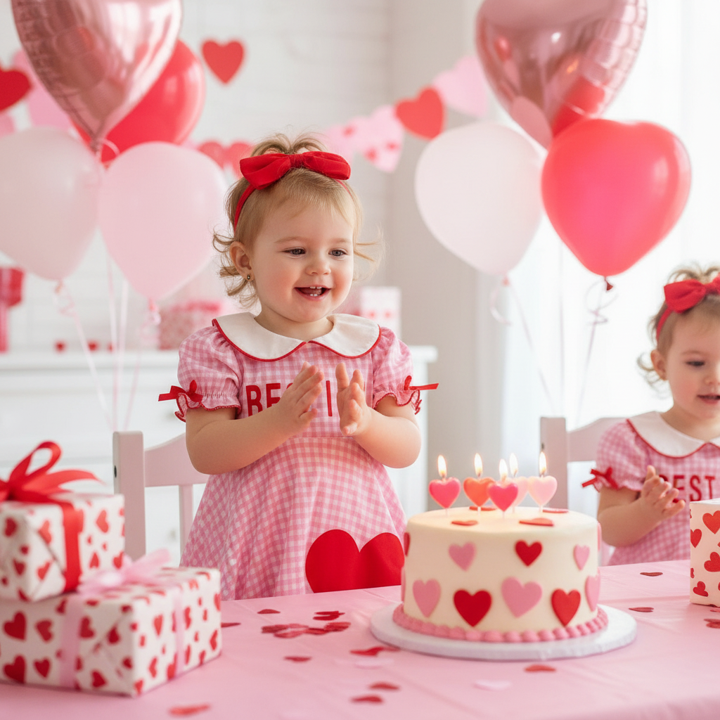 Sweet Baby Toddler Girl's Short Sleeve Letter Heart Print Doll Collar Dress With Matching Headband