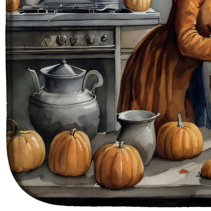 American Eskimo Fall Kitchen Pumpkins Dish Drying Mat