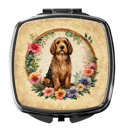 Otterhound and Flowers Compact Mirror