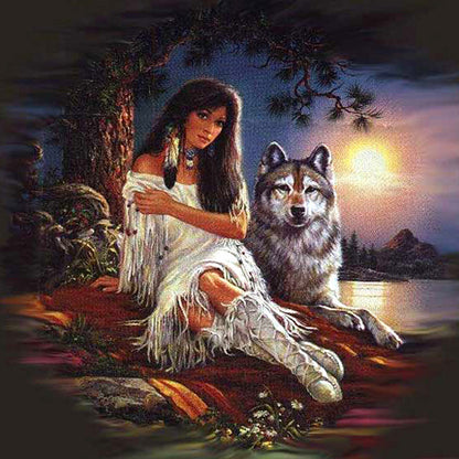 Beauty and Wolf Diamond Painting
