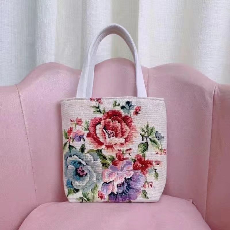 Double-sided Gold Wire Handheld Canvas Small Bag Wear-resistant